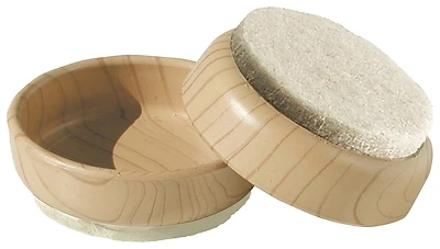 4-pack 2-3/8-inch Wood Furniture Cups With Light Wood Grain Finish