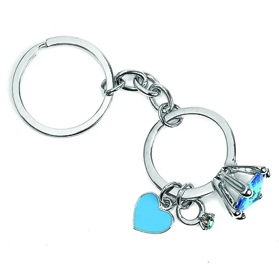Hy-Ko KH707 Steel Split Ring Key Chain, Blue/Silver, 1-1/8 In.