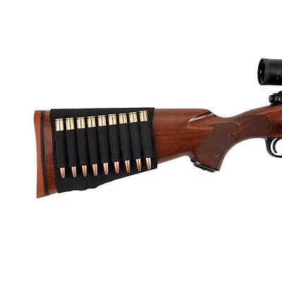 Buttstock Rifle Cartridge Holder, Black, Holds 6