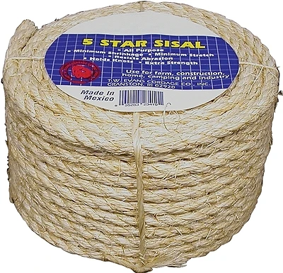 T.W. Evans Cordage 23-210 Twisted Sisal Rope, 1/4 In. X 100 Ft.