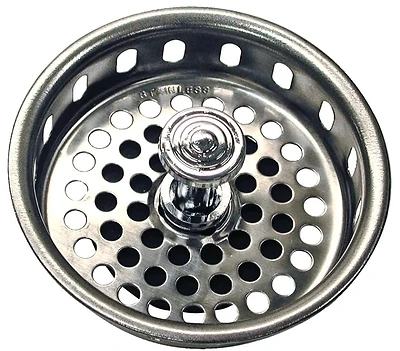 3-3/4 Inch Chrome Basket Strainer With Drop Center Post By Danco