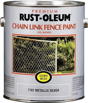Rust-Oleum 7787402 Stops Rust Chain Link Fence Paint, Metallic Silver, 1 Gal