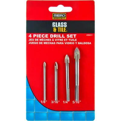 Glass & Tile Drill Bit Set - 4-piece (1/8 In., 3/16 In., 1/4 In., 5/16 In.)