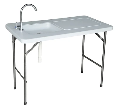 18200 Extendable Utility Table, 44 In Oaw, Steel Frame, Plastic Top