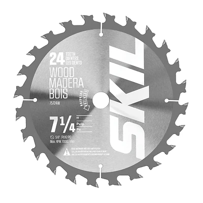 7-1/4 In. Carbide Circular Saw Blade, 24 Teeth, 5/8 In. Arbor, 1 Pk