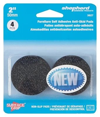 Shepherd Hardware 3627 Anti-Skid Round Surface Grip Pads, 2 In, 4 Pk