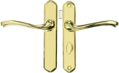 Castellan Surface Mount Door Latch Set In Polished Brass With Deadbolt