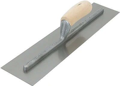 Ft364 Finishing Trowel, 16 In L X 4 In W, Steel Blade, Curved Wood Handle