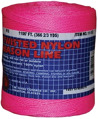 #18 X 1100 Ft. Twisted Nylon Mason Line In Pink - Durable And Versatile