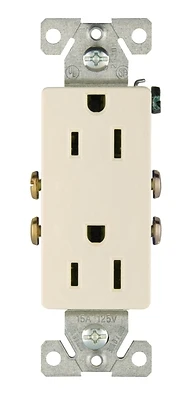 Eaton 1107LA-BOX Decorator Duplex Receptacle, 15A 125V, Light Almond