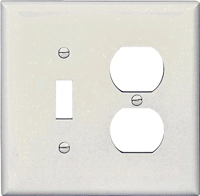 Pj18w Mid-size Combination Wall Plate, Polycarbonate, 2-gang, White