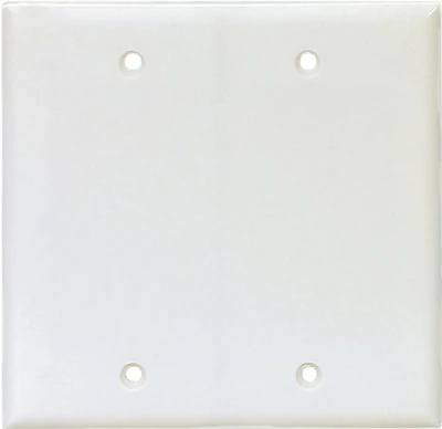 Mid-sized 2-gang Blank Wall Plate - High Gloss White Polycarbonate