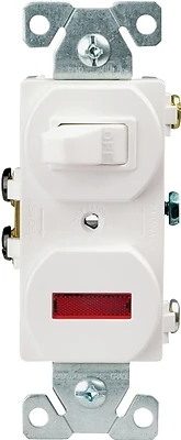 Eaton 277W-BOX Heavy-Duty 15A Single-Pole Toggle Switch With Pilot Light, White