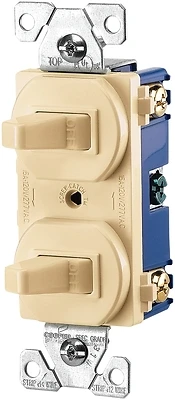 Commercial Grade 15 Amp Combination Single-pole Toggle Switch And 3-way Switch, Ivory