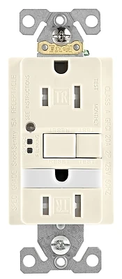 Gfci Tamper-resistant Duplex Receptacle With Nightlight, 15a, Light Almond