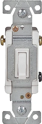 15-amp 3-way White Toggle Light Switch, Model 1303-7w-10-l