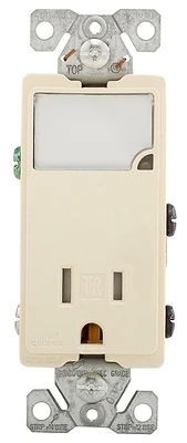 3-wire Receptacle Combo Nightlight With Double-pole Tamper Resistant, Light Almond
