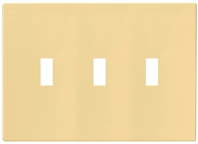 3-gang Screwless Toggle Switch Mid-size Wall Plate, Ivory, Model Pjs3v