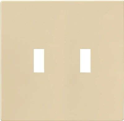 2-gang Screwless Toggle Switch Mid-size Wall Plate, Ivory - Model Pjs2v