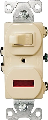 15 Amp Single Pole Toggle Switch With Pilot Light - Ivory Color