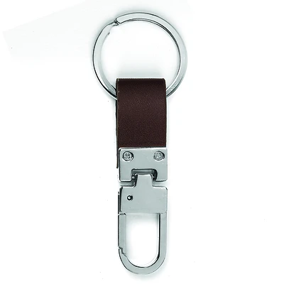 Hy-Ko KH732 2GO Leather Keychain With Steel Split Ring, Brown