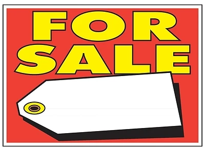 Hy-Ko For Sale Sign, Yellow Letters, Plastic, 9 In. X 14 In.