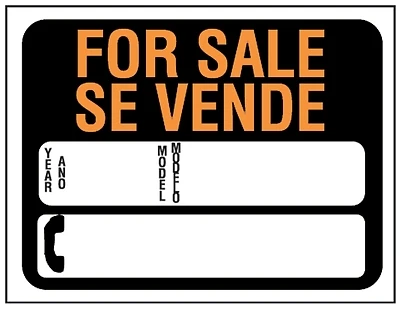 Bilingual Auto For Sale Sign 9 In. X 12 In. Durable Weather-resistant Plastic