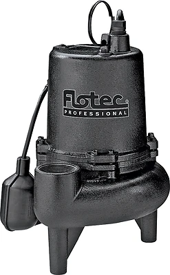 Flotec E75STVT Cast Iron Sewage Pump, 0.75 HP, 170 GPM, 10 Ft Cord