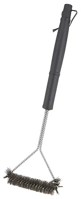 Wide Head Grill Brush, 18 In Length, 6-3/4 In Width, Stainless Steel Bristles