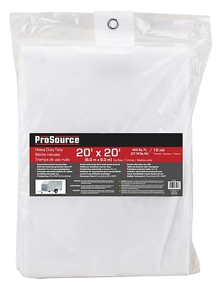Tw2020 Heavy-duty Tarp, 20 Ft X 20 Ft, 10 Mil Thick, White Plastic