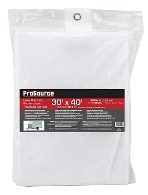 Tw3040 Heavy-duty White Tarp, 40 Ft L X 30 Ft W, 10 Mil Thick Plastic