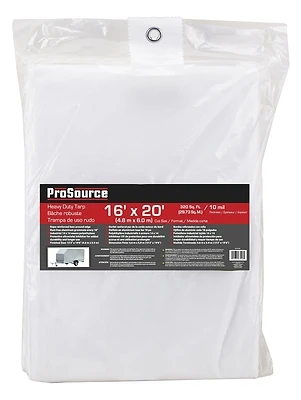 Tw1620 Heavy-duty White Tarp, 20 Ft L X 16 Ft W, 10 Mil Thick Polyethylene