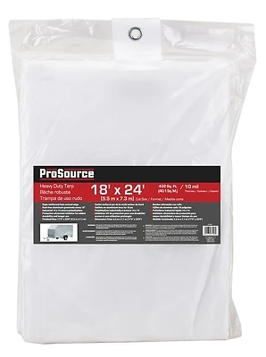 Tw1824 Heavy-duty Tarp, 24 Ft L X 18 Ft W, 10 Mil Thick, White Plastic