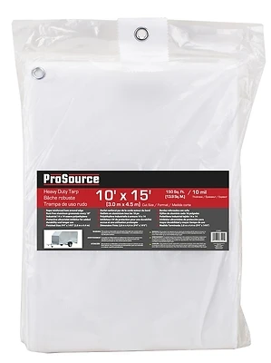 Tw1015 Heavy-duty Tarp, 15 Ft L X 10 Ft W, 10 Mil Thick, White Plastic