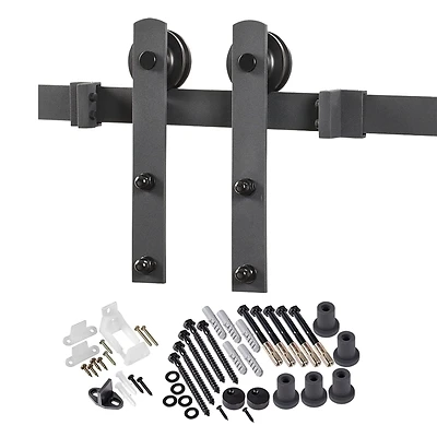 8 Ft. Matte Black Barn Door Hardware Kit For Single Doors Up To 250 Lb