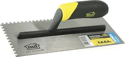 11 Inch X 3/16 Inch Square Notch Stainless Steel Flooring Trowel With Comfort Grip Handle