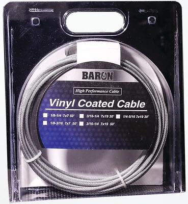 Vinyl Coated Galvanized Steel 1/8-3/16 In. D X 50 Ft. L Aircraft Cable