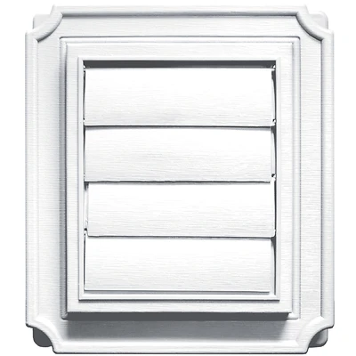 8 In. H X 7 In. W White Vinyl Exhaust Vent With Scalloped Design