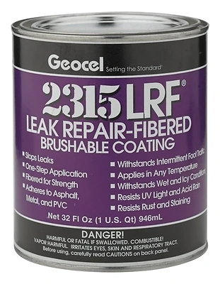 Geocel 25200 Instant Roof Repair Brushable Coating, Fibered, Clear, 1 Qt
