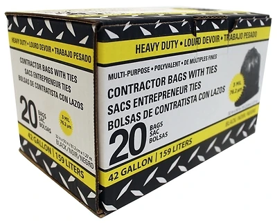 Fg-p9934-01a 42 Gallon Black Contractor Trash Bag, 3-mil Thickness