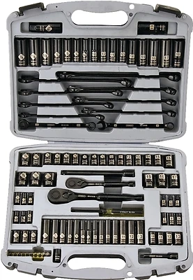 99-piece Black Chrome Laser Etched Socket Set With 1/4 In. X 3/8 In. Drives