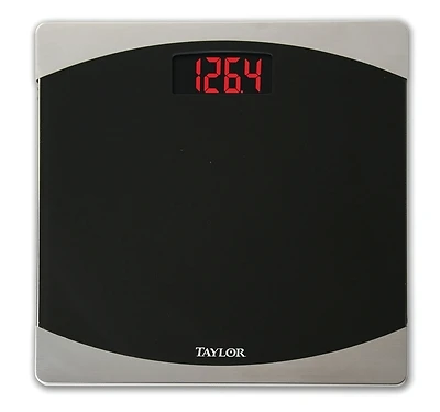 Taylor 75624072 Digital Bathroom Scale, 400 Lb Capacity, Black Glass