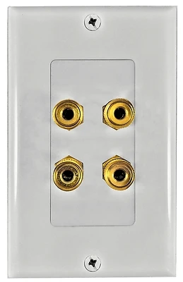 Weatherproof 4-banana Plug Wall Plate, 1 Gang, Plastic, White