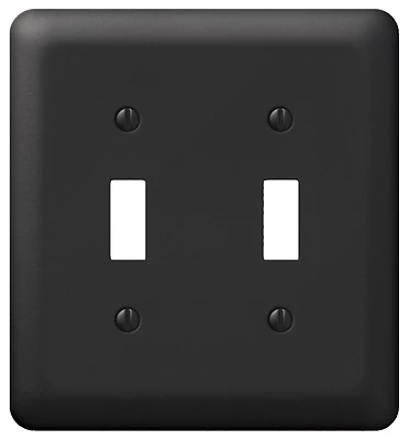 2 Toggle Wall Plate In Black Stamped Steel - Model 935ttbk