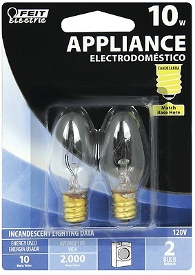 2-pack C7 10w Dimmable Clear Incandescent Bulbs Bp10c71/2/rp