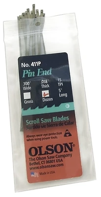 Olson Sc411dz Scroll Saw Blade, 15 Tpi, 0.022 In Thick, 5 In Length