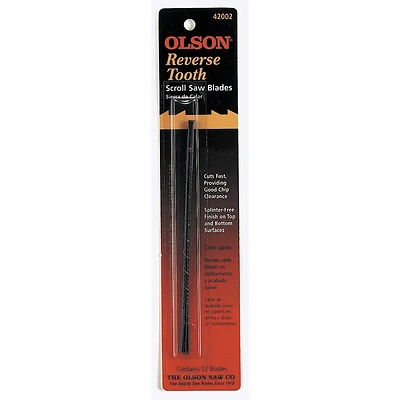 Olson Mach Speed 5 In. Carbon Steel Scroll Saw Blades 12 Pk, Reverse Teeth, 9/5 Skip Tpi