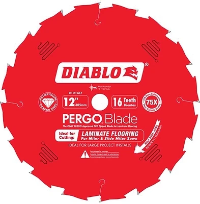 12 In. X 16-tooth Polycrystalline-diamond Tipped Flooring Blade For Laminate Cutting