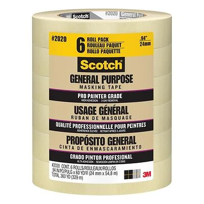 0.94 In. X 60.1 Yds. General Purpose Masking Tape 6 Pk, Model 2020-24ecp