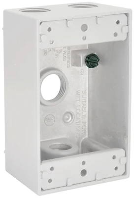 1 Gang Weatherproof Box With Four 1/2 Inch Outlets And Detachable Lugs